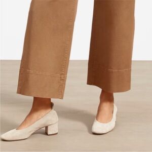Everlane Italian Leather Day Heels Natural Suede Light Tan Ballet Pumps Shoe 7